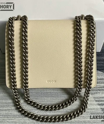 Gucci 1:1 Mirror Replica Textured Crystal Mini Dionysus Mystic White 20CM/7.9IN Gucci Replica Dionysus Bags