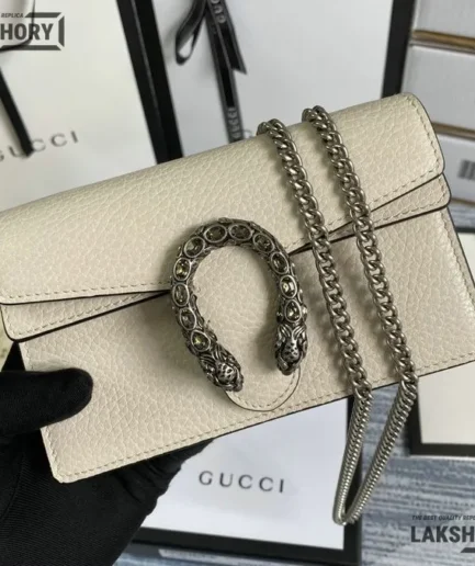 Gucci 1:1 Mirror Replica Dionysus Mini White Shoulder Bag 16.5CM/6.5IN Gucci Replica Dionysus Bags