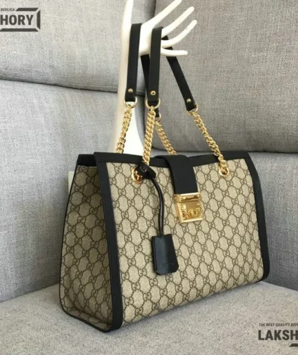 Gucci 1:1 Mirror Replica GG Supreme Medium Padlock Tote 35CM/13.8IN Gucci Replica Padlock Bags