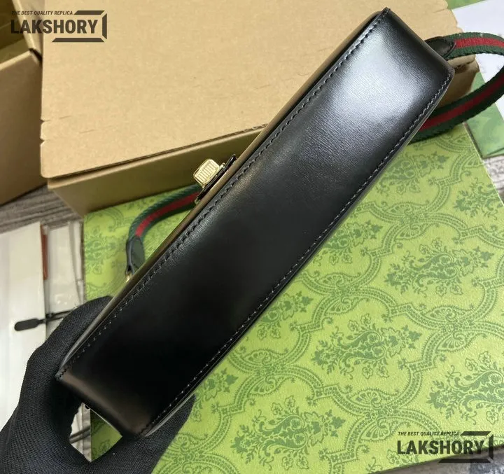 Gucci 1:1 Mirror Replica Mini Moon Side Shoulder Bag Black 24CM/9.4IN Gucci Replica Jackie Bags Gucci 1:1 Mirror Replica Mini Moon Side Shoulder Bag Black 24CM/9.4IN Gucci Replica Jackie Bags