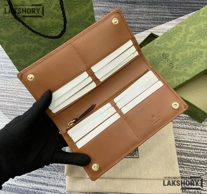 Gucci 1:1 Mirror Replica GG Emblem Continental Wallet Beige Black 11CM/4.3IN Gucci Replica Wallets Gucci 1:1 Mirror Replica GG Emblem Continental Wallet Beige Black 11CM/4.3IN Gucci Replica Wallets