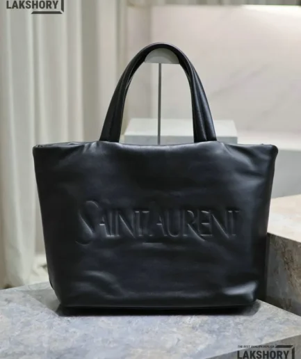 YSL 1:1 Mirror Replica Logo Debossed large Tote Bag Black 50CM/19.7IN Replica Tote Bags