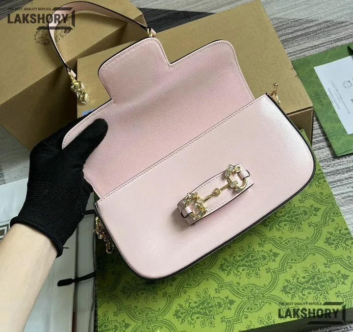 Gucci 1:1 Mirror Replica Horsebit 1955 Small Chain Pink Shoulder Bag 24CM/9.4IN Gucci Replica Horsebit Bags Gucci 1:1 Mirror Replica Horsebit 1955 Small Chain Pink Shoulder Bag 24CM/9.4IN Gucci Replica Horsebit Bags