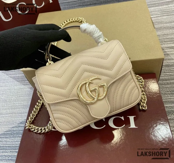 Gucci 1:1 Mirror Replica GG Marmont White Mini Top Handle 17CM/6.7IN Gucci Replica Marmont Bags Gucci 1:1 Mirror Replica GG Marmont White Mini Top Handle 17CM/6.7IN Gucci Replica Marmont Bags