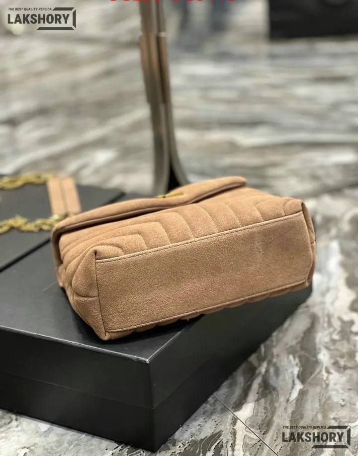 YSL 1:1 Mirror Replica Suede Calfskin Small Loulou Chain Satchel 24CM/9.4IN Replica Crossbody Bags YSL 1:1 Mirror Replica Suede Calfskin Small Loulou Chain Satchel 24CM/9.4IN Replica Crossbody Bags