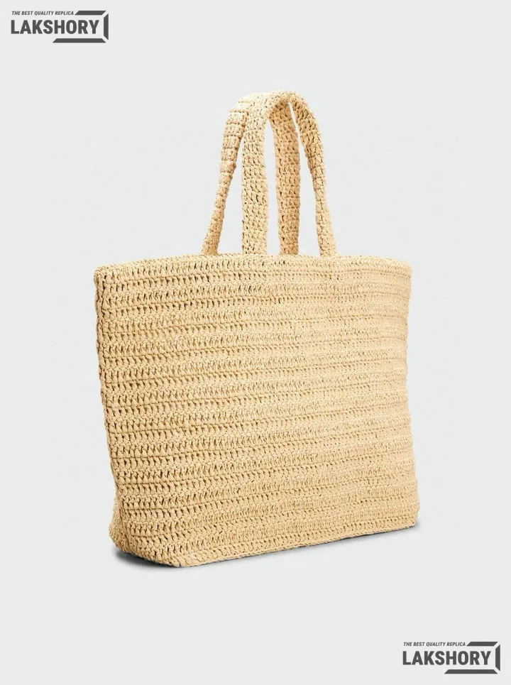 YSL 1:1 Mirror Replica Rive Gauche Supple Raffia Tote Bag Natural 38CM/15IN Replica Tote Bags YSL 1:1 Mirror Replica Rive Gauche Supple Raffia Tote Bag Natural 38CM/15IN Replica Tote Bags