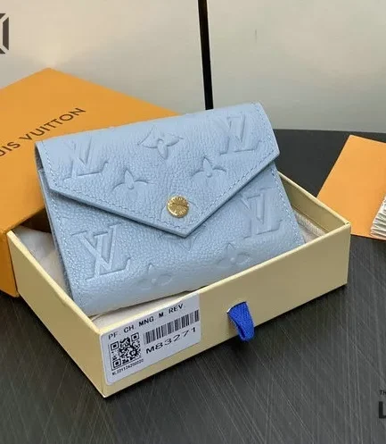 Louis Vuitton 1:1 Mirror Replica Empreinte Victorine Wallet Blue 12.5CM/4.9IN Louis Vuitton Replica Wallets