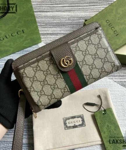 Gucci 1:1 Mirror Replica Ophidia GG Supreme Zip Around Wallet 21CM/8.3IN Gucci Replica Wallets