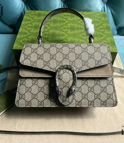 Gucci 1:1 Mirror Replica GG Supreme Small Dionysus Top Handle 24CM/9.4IN Gucci Replica Dionysus Bags