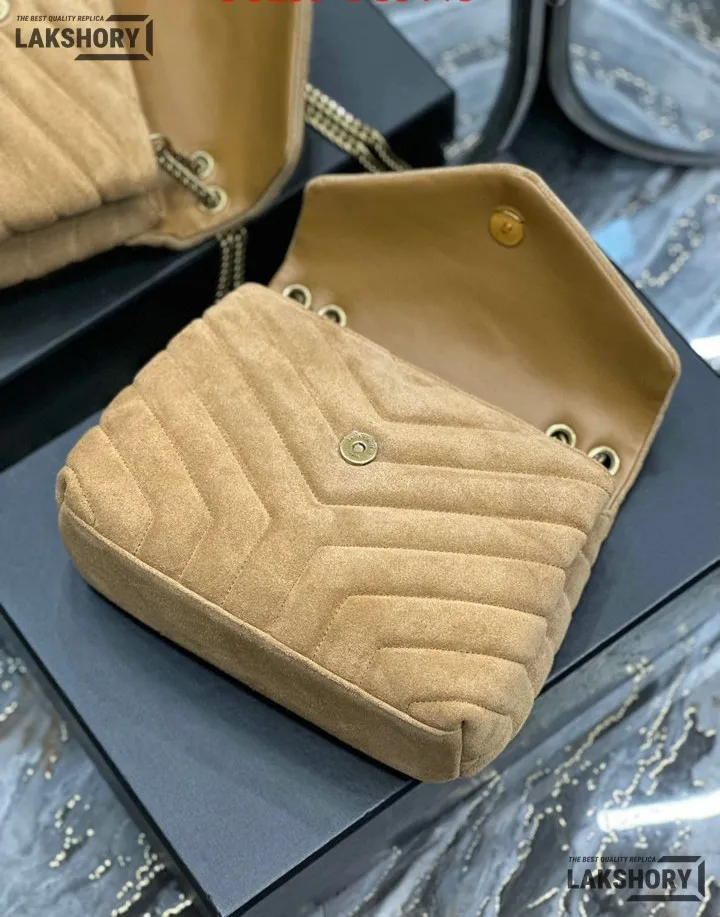 YSL 1:1 Mirror Replica Suede Calfskin Small Loulou Chain Satchel 24CM/9.4IN Replica Crossbody Bags YSL 1:1 Mirror Replica Suede Calfskin Small Loulou Chain Satchel 24CM/9.4IN Replica Crossbody Bags
