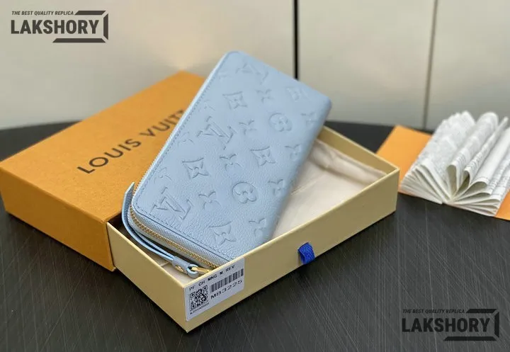 Louis Vuitton 1:1 Mirror Replica Monogram Empreinte Zippy Wallet Washed Blue 19.5CM/7.7IN Louis Vuitton Replica Wallets Louis Vuitton 1:1 Mirror Replica Monogram Empreinte Zippy Wallet Washed Blue 19.5CM/7.7IN Louis Vuitton Replica Wallets