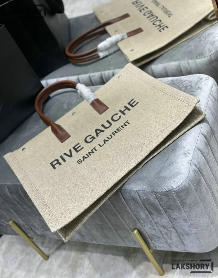 YSL 1:1 Mirror Replica Linen Calfskin Rive Gauche Tote Natural 48CM/18.9IN Replica Tote Bags YSL 1:1 Mirror Replica Linen Calfskin Rive Gauche Tote Natural 48CM/18.9IN Replica Tote Bags