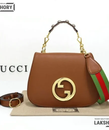 Gucci 1:1 Mirror Replica Roxy Web Medium Blondie Flap Bag Brown 29CM/11.4IN Gucci Replica Blondie Bags