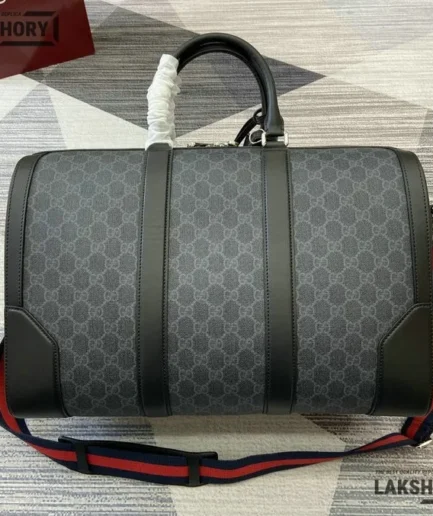 Gucci 1:1 Mirror Replica Medium Carry-on Duffle GG Black 45CM/17.7IN Gucci Replica Ophidia Bags