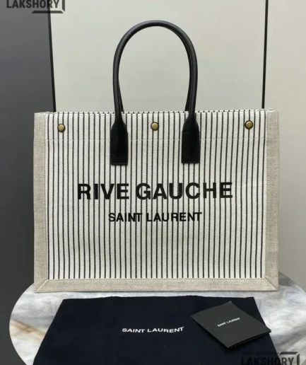 YSL 1:1 Mirror Replica Rive Gauche Striped Canvas Tote Bag 48CM/18.9IN Replica Tote Bags