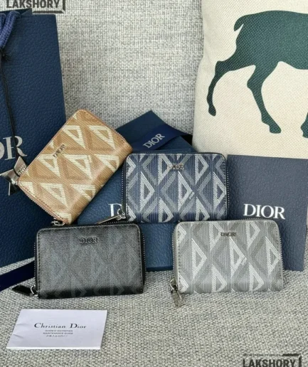 Dior 1:1 Mirror Replica Coated Canvas Calfskin Card Holder 7CM/2.8IN Christian Dior Replica Wallets