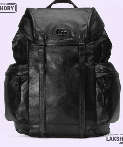 Gucci 1:1 Mirror Replica Leather Tonal Double G Backpack Bag 44CM/17.3IN Gucci Replica Backpacks