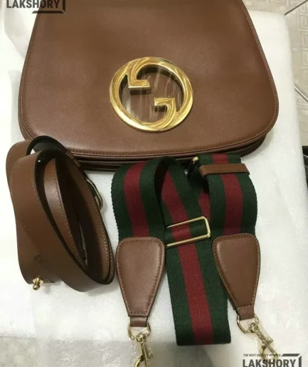 Gucci 1:1 Mirror Replica Roxy Web Medium Blondie Flap Bag Brown 29CM/11.4IN Gucci Replica Blondie Bags