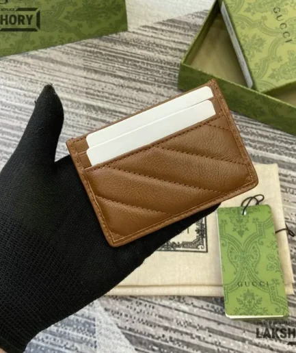 Gucci 1:1 Mirror Replica GG Marmont Matelasse Diagonal Card Holder 7CM/2.8IN Gucci Replica Wallets