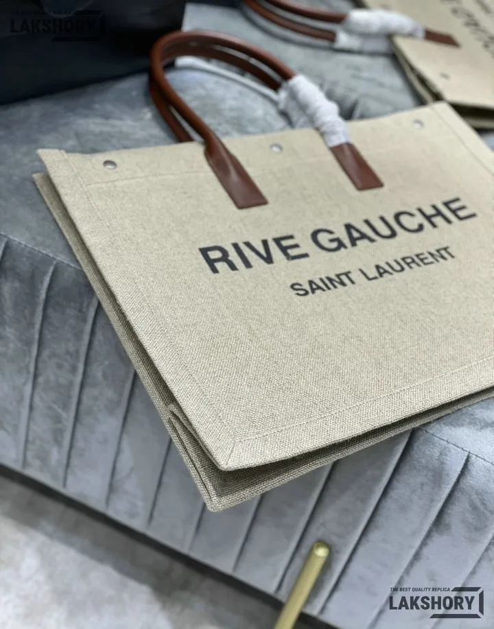 YSL 1:1 Mirror Replica Linen Calfskin Rive Gauche Tote Natural 48CM/18.9IN Replica Tote Bags YSL 1:1 Mirror Replica Linen Calfskin Rive Gauche Tote Natural 48CM/18.9IN Replica Tote Bags