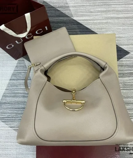 Gucci 1:1 Mirror Replica Softbit Maxi Medium Grained Leather Bag Beige 46CM/18.1IN Gucci Replica Horsebit Bags