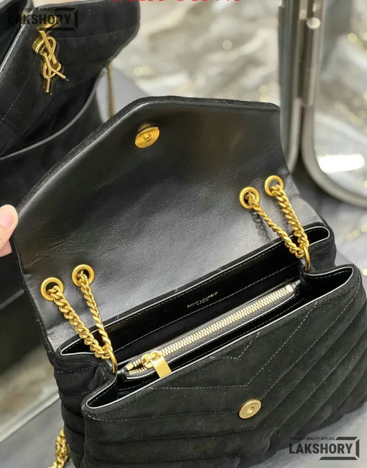 YSL 1:1 Mirror Replica Suede Calfskin Small Loulou Chain Satchel 24CM/9.4IN Replica Crossbody Bags YSL 1:1 Mirror Replica Suede Calfskin Small Loulou Chain Satchel 24CM/9.4IN Replica Crossbody Bags