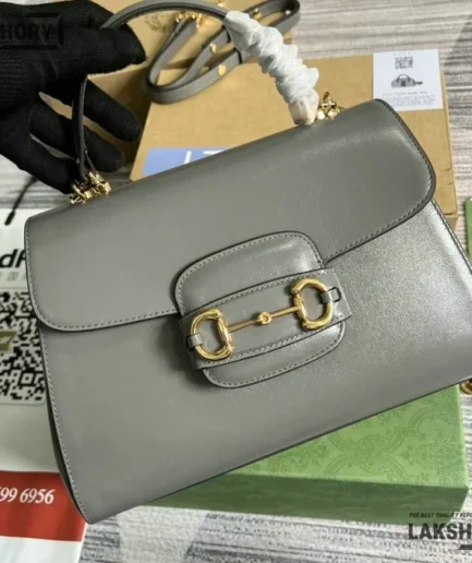 Gucci 1:1 Mirror Replica Textured Medium Horsebit 1955 Top Handle 29CM/11.4IN Gucci Replica Horsebit Bags