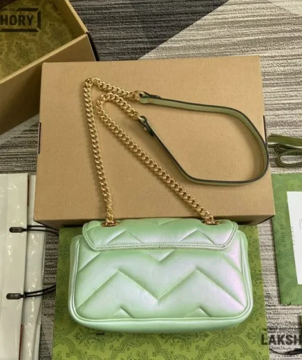 Gucci 1:1 Mirror Replica Chevron Matelasse Small GG Marmont 23CM/9.1IN Gucci Replica Marmont Bags