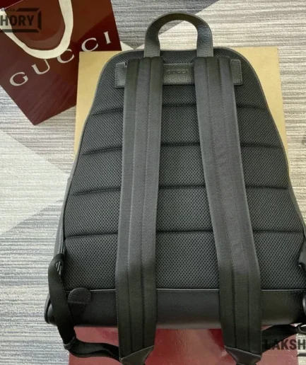 Gucci 1:1 Mirror Replica Medium Black Backpack w/ Soft Leather Print 41CM/16.1IN Gucci Replica Backpacks