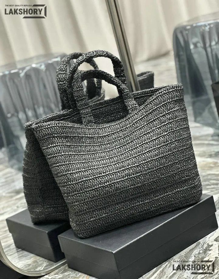 YSL 1:1 Mirror Replica Raffia Embroidered Rive Gauche Tote Bag 38CM/15IN Replica Tote Bags YSL 1:1 Mirror Replica Raffia Embroidered Rive Gauche Tote Bag 38CM/15IN Replica Tote Bags