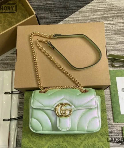 Gucci 1:1 Mirror Replica Chevron Matelasse Small GG Marmont 23CM/9.1IN Gucci Replica Marmont Bags