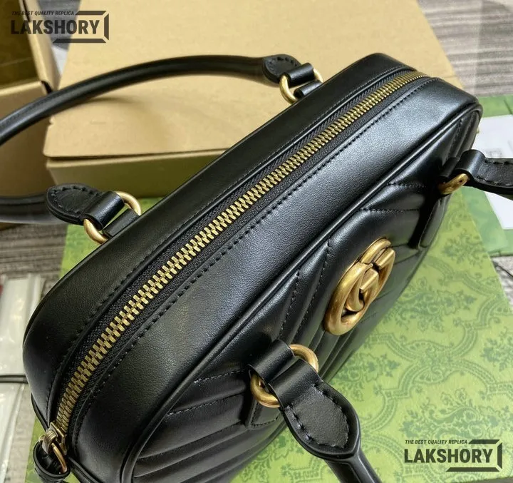 Gucci 1:1 Mirror Replica Medium GG Marmont Black White 25.5CM/10IN Gucci Replica Marmont Bags Gucci 1:1 Mirror Replica Medium GG Marmont Black White 25.5CM/10IN Gucci Replica Marmont Bags