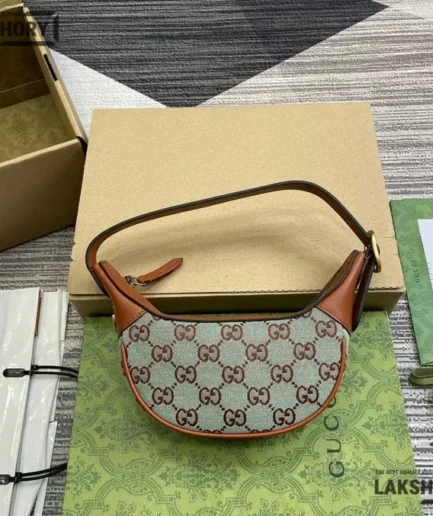 Gucci 1:1 Mirror Replica Ophidia Mini Shoulder Bag Brown 20CM/7.9IN Gucci Replica Ophidia Bags