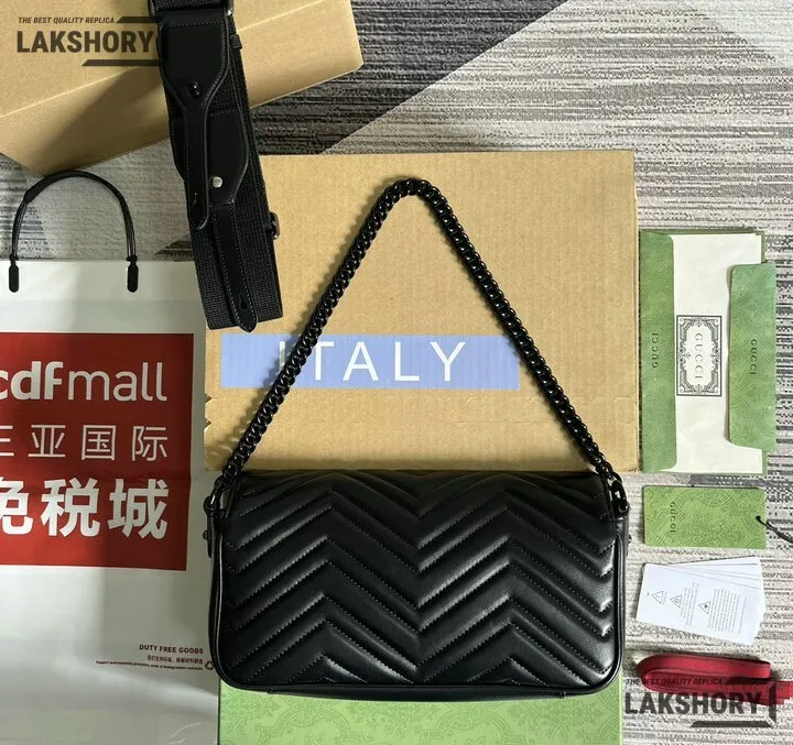Gucci 1:1 Mirror Replica Matelasse GG Marmont 2.0 Monochrome Bag 26.5CM/10.4IN Gucci Replica Marmont Bags Gucci 1:1 Mirror Replica Matelasse GG Marmont 2.0 Monochrome Bag 26.5CM/10.4IN Gucci Replica Marmont Bags
