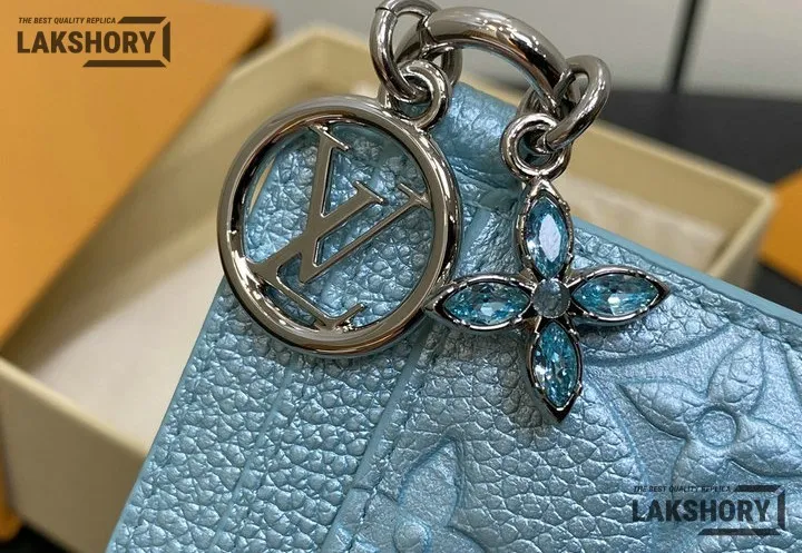 Louis Vuitton 1:1 Mirror Replica LV Charms Card Holder Pearly Lagoon Turquoise 7.5CM/3IN Louis Vuitton Replica Wallets Louis Vuitton 1:1 Mirror Replica LV Charms Card Holder Pearly Lagoon Turquoise 7.5CM/3IN Louis Vuitton Replica Wallets