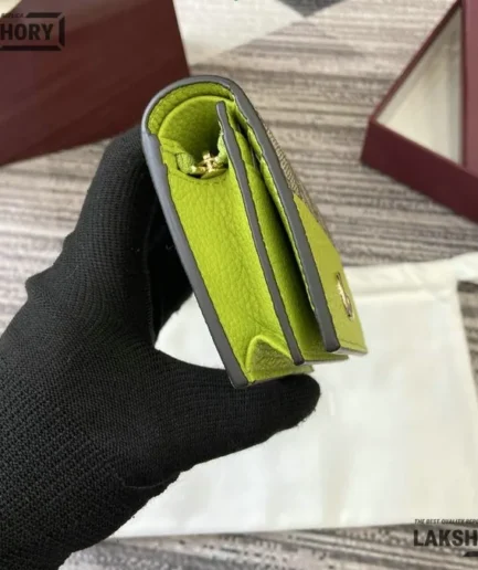 Gucci 1:1 Mirror Replica Bi-color GG Marmont Small Wallet Bright Green 11CM/4.3IN Gucci Replica Wallets