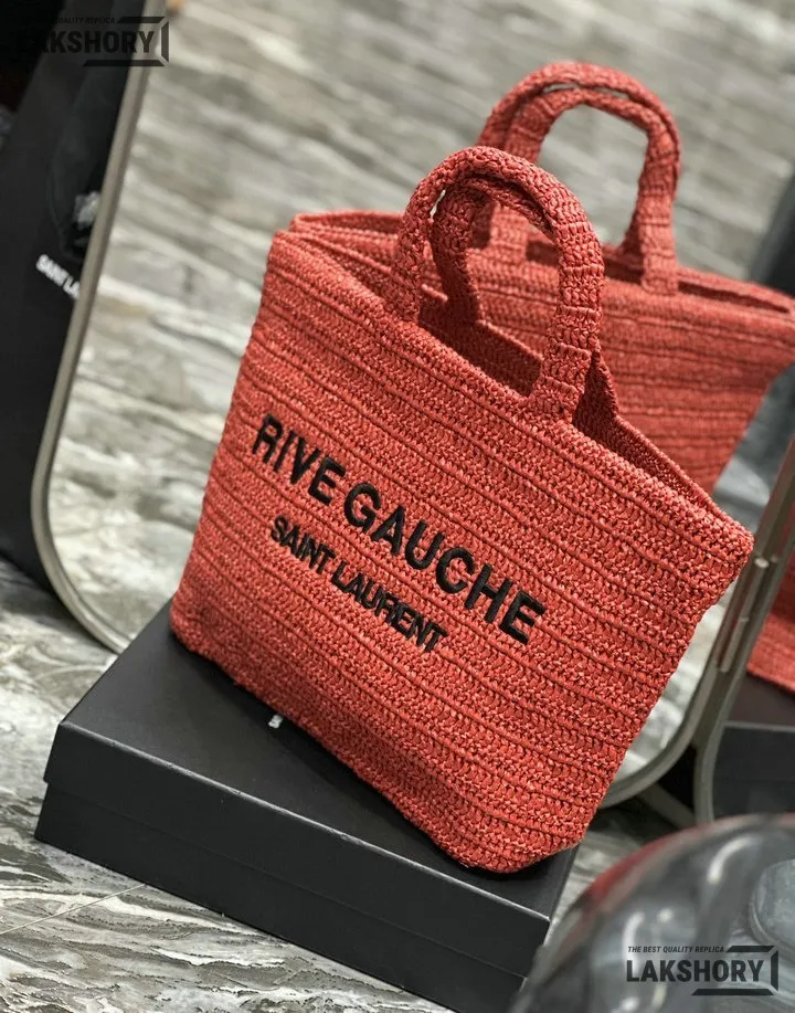 YSL 1:1 Mirror Replica Raffia Embroidered Rive Gauche Tote Bag 38CM/15IN Replica Tote Bags YSL 1:1 Mirror Replica Raffia Embroidered Rive Gauche Tote Bag 38CM/15IN Replica Tote Bags