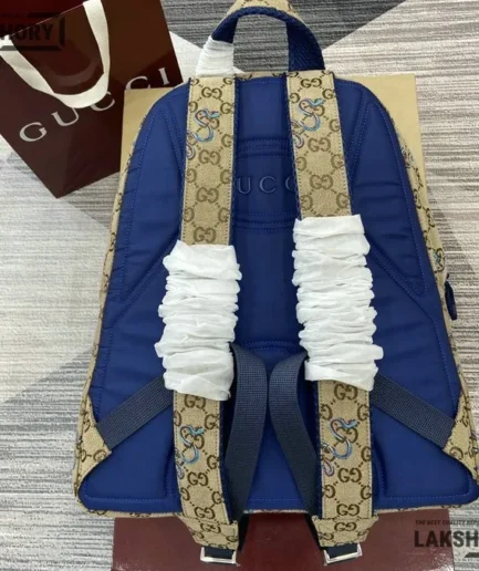 Gucci 1:1 Mirror Replica GG Canvas Medium Backpack Beige & Dark Brown 40CM/15.7IN Gucci Replica Backpacks