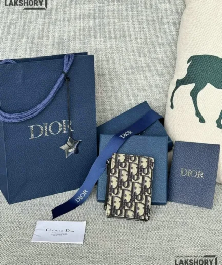 Dior 1:1 Mirror Replica Vertical Compact Card Holder Oblique Jacquard 11.4CM/4.5IN Christian Dior Replica Wallets