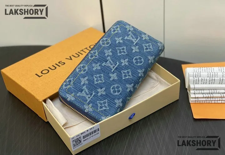 Louis Vuitton 1:1 Mirror Replica Monogram Denim Zippy Wallet NM Blue 19.5CM/7.7IN Louis Vuitton Replica Wallets Louis Vuitton 1:1 Mirror Replica Monogram Denim Zippy Wallet NM Blue 19.5CM/7.7IN Louis Vuitton Replica Wallets
