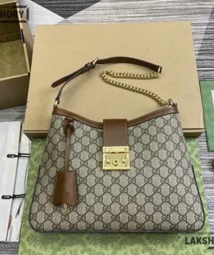 Gucci 1:1 Mirror Replica Monogram GG Supreme Medium Padlock 32.5CM/12.8IN Gucci Replica Padlock Bags