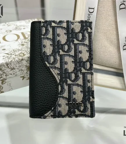 Dior 1:1 Mirror Replica Saddle Vertical Bifold Card Holder 11.2CM/4.4IN Christian Dior Replica Wallets